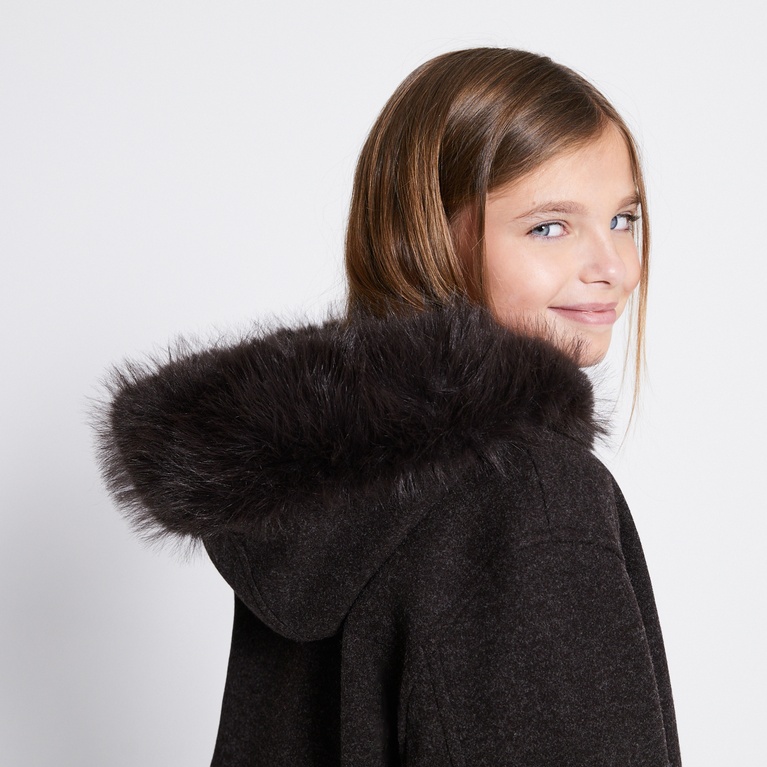 Faux fur collar jacket "Lovalie Star" Brown